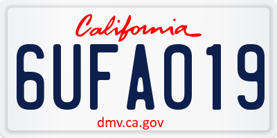 CA license plate 6UFA019