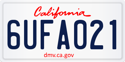 CA license plate 6UFA021