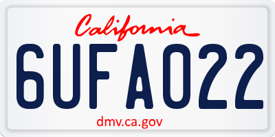 CA license plate 6UFA022