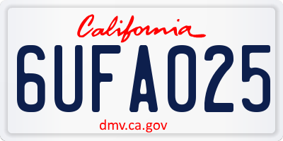 CA license plate 6UFA025