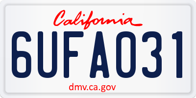 CA license plate 6UFA031