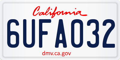 CA license plate 6UFA032