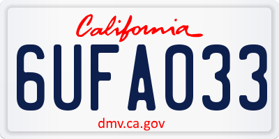 CA license plate 6UFA033