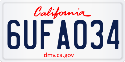 CA license plate 6UFA034
