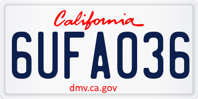 CA license plate 6UFA036