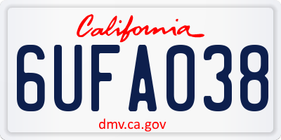 CA license plate 6UFA038