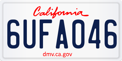 CA license plate 6UFA046