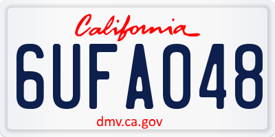 CA license plate 6UFA048