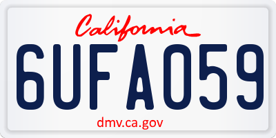 CA license plate 6UFA059