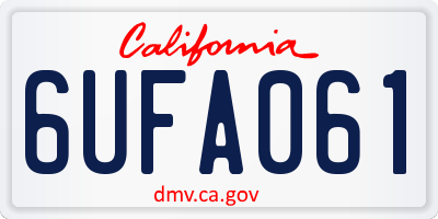 CA license plate 6UFA061