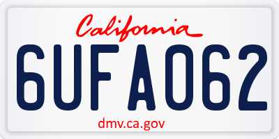 CA license plate 6UFA062