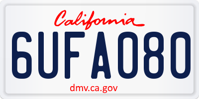 CA license plate 6UFA080