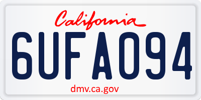 CA license plate 6UFA094