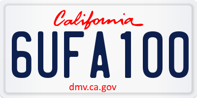 CA license plate 6UFA100