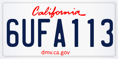 CA license plate 6UFA113
