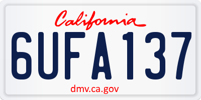 CA license plate 6UFA137