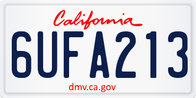 CA license plate 6UFA213