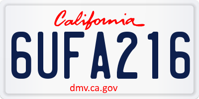 CA license plate 6UFA216