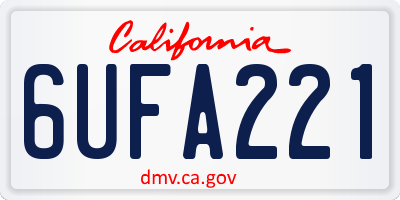 CA license plate 6UFA221