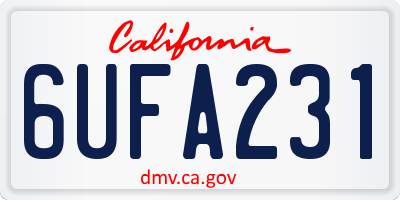 CA license plate 6UFA231