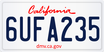 CA license plate 6UFA235