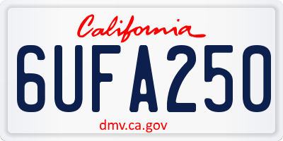 CA license plate 6UFA250