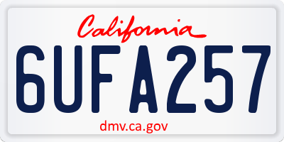 CA license plate 6UFA257