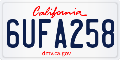 CA license plate 6UFA258