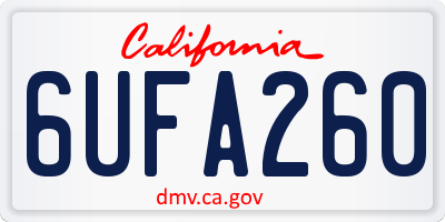 CA license plate 6UFA260
