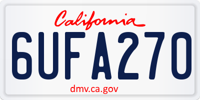 CA license plate 6UFA270