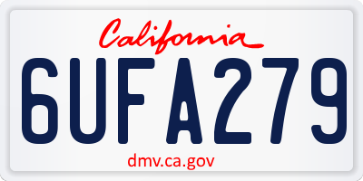 CA license plate 6UFA279