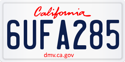CA license plate 6UFA285