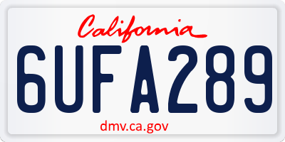 CA license plate 6UFA289