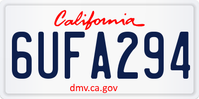 CA license plate 6UFA294