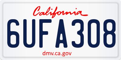 CA license plate 6UFA308