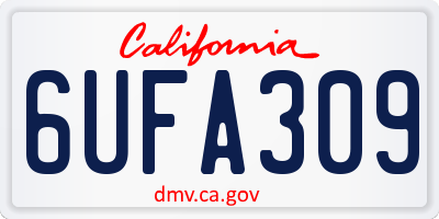 CA license plate 6UFA309