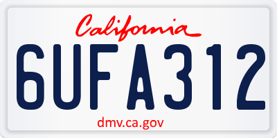 CA license plate 6UFA312