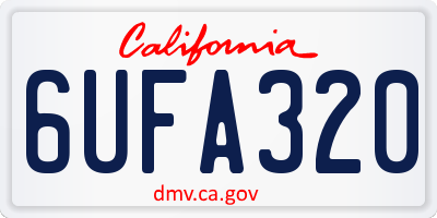 CA license plate 6UFA320