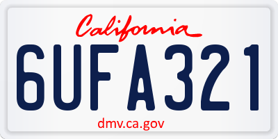 CA license plate 6UFA321