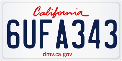 CA license plate 6UFA343