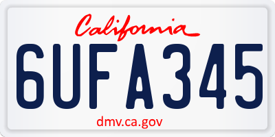 CA license plate 6UFA345
