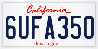 CA license plate 6UFA350