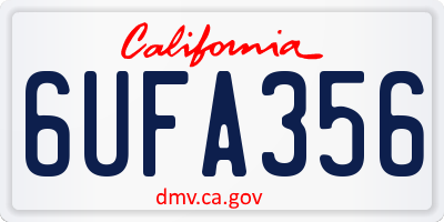 CA license plate 6UFA356