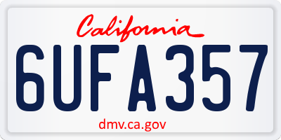 CA license plate 6UFA357