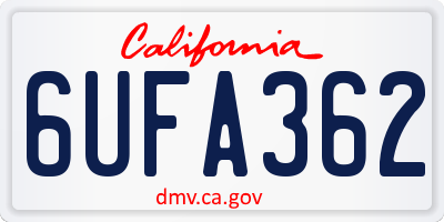 CA license plate 6UFA362
