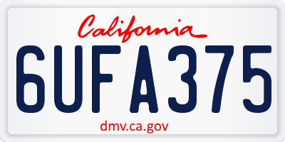 CA license plate 6UFA375