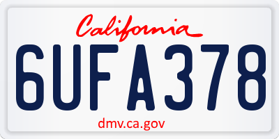 CA license plate 6UFA378