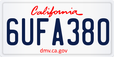 CA license plate 6UFA380
