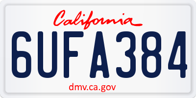 CA license plate 6UFA384