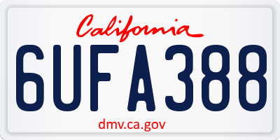 CA license plate 6UFA388